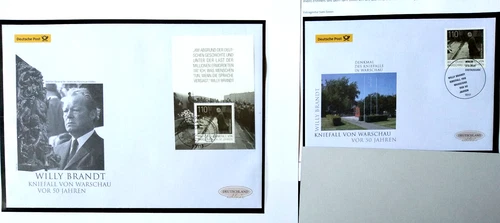 Germany 2020 2x FDC, Willy Brandt Knee Drop Warsaw 50 Years Ago, Nobel Prize