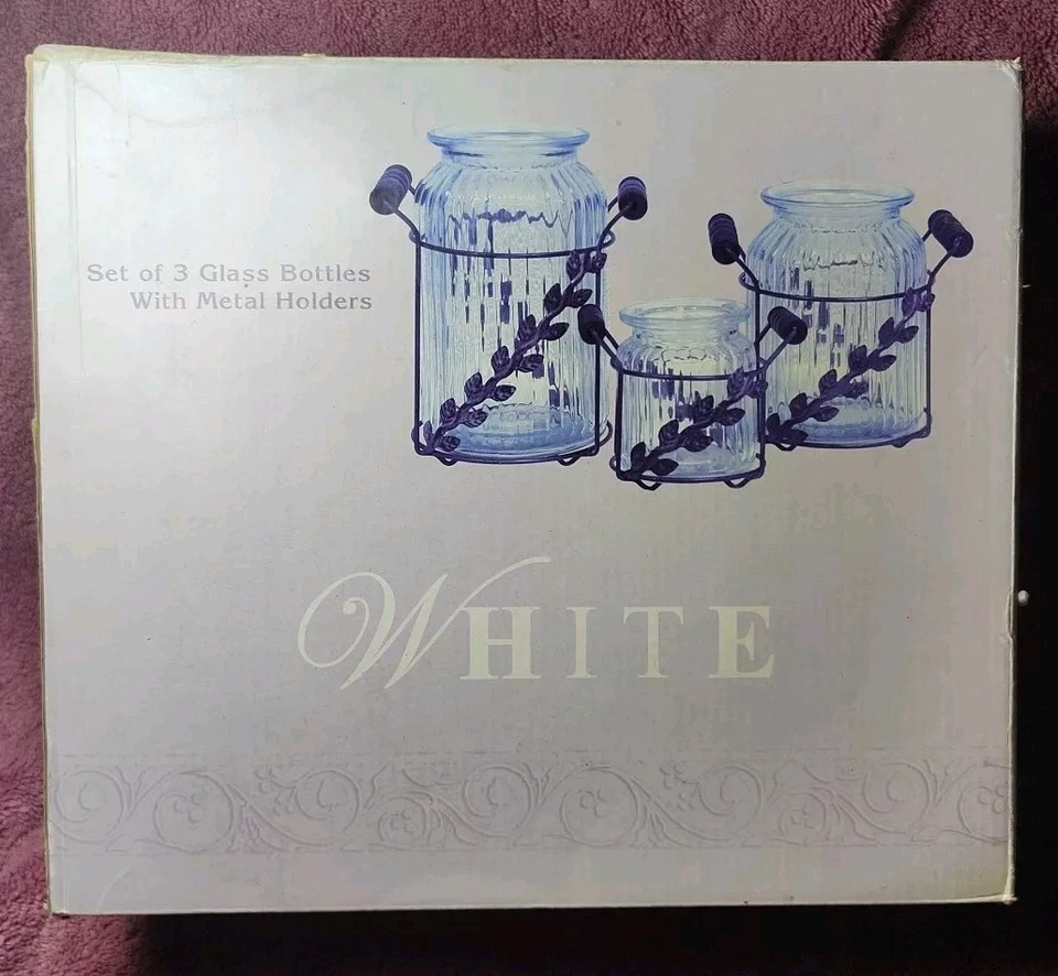 Soporte para utensilios de cocina anillados de metal con 3 tarros de vidrio decoración de granja asas de madera Foto 4 de 4