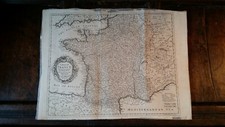 1745 ORIGINAL LARGE ANTIQUE MAP FRANCE - RW SEALE / RAPIN  - COPPER ENGRAVING 