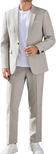 Men Suits Classic Fit 2 Piece Suit Set One Button Casual Blazer Wedding Bussines