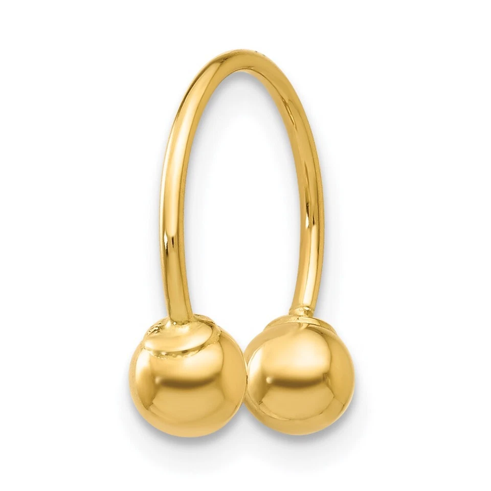 14k Yellow Gold Single Beaded Half Hoop Screw back Earring L-12 mm, W-4 mm - Image 2 of 4