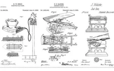 Riley Blake Designs Press On Pressed Patents Panel White / Sold by The Panel