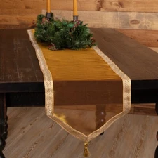 TINSEL RUNNER 13X72 Elegant Gold Shimmery Tulle Tassel