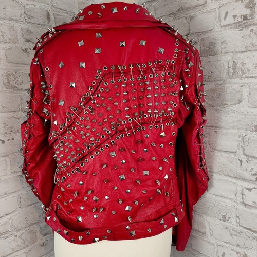 Kapraun Biker Jacke Leder Nieten Einzelstück Stagewear Rockstar Couture Unikat - Bild 2 von 10