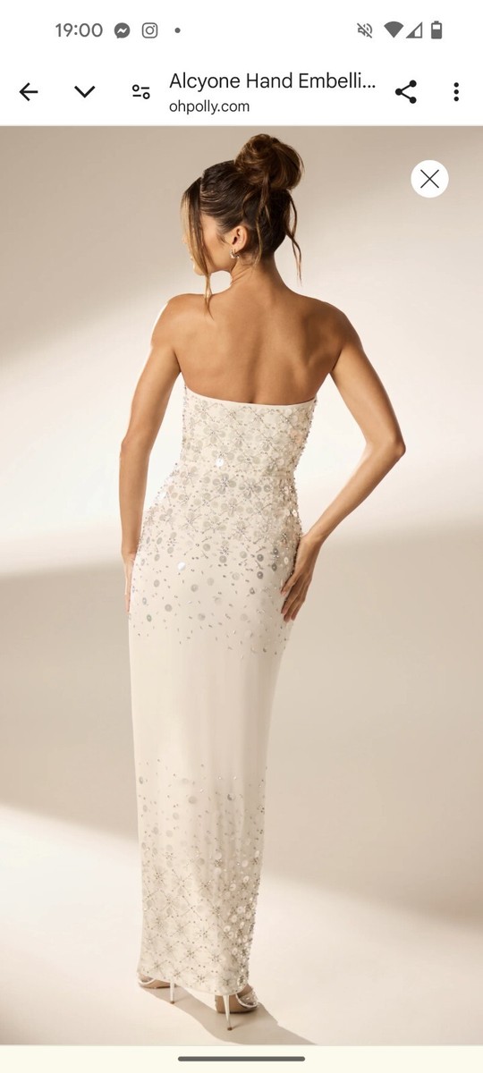 Oh Polly AlcyoneHand Embellished Bandeau Maxi Dress in Ivory | eBay UK
