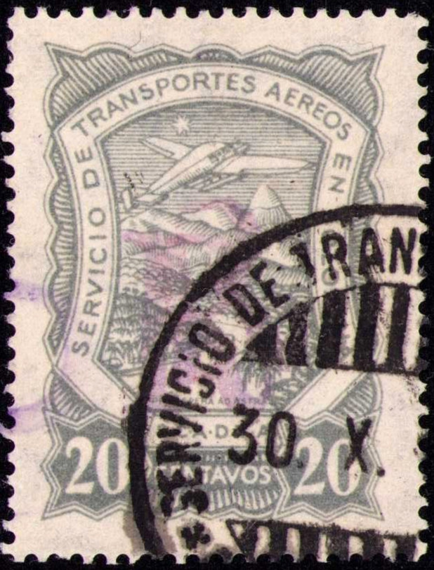 COLOMBIA - SCADTA - REGISTRATION - 20c DOUBLE HANDSTAMPED "R" IN VIOLET - 1924