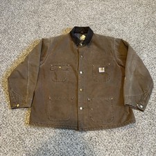 Vintage Carhartt Blanket-Lined Chore Coat Men  s XL  Mocha Brown  CB1082 Jacket