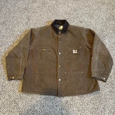 Vintage Carhartt Blanket-Lined Chore Coat Men s XL  Mocha Brown  CB1082  Jacket