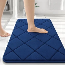 36x24 Memory Foam Bath Mat, Navy, Ultra Soft, Absorbent, Machine Washable