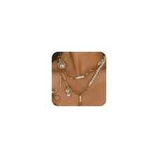 Dainty Boho Pearls Choker Necklace Chain Multilayer Choker Necklaces for Women