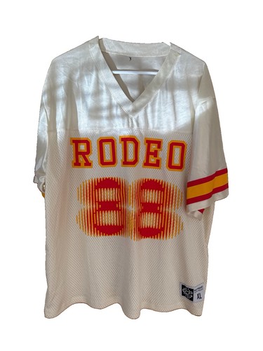 Warehouse, RODEO WAREHOUSE KC Football Jersey XL White Red Yellow Mesh V-Neck Lightweight
