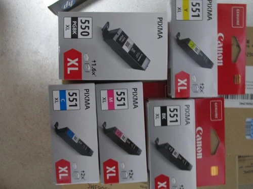 Komplettset original Canon PGBK-550 black CLI-551 C/M/BK/Y alle XL Format