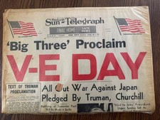 Pittsburgh Sun-Telegraph Newspaper Big Three Proclaim V-E DAY 1945 Reissue