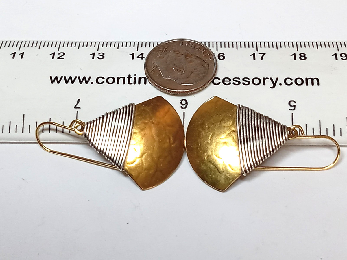 MARJORIE BAER S.F. TRIANGLE W/WIRE WRAPP HOOK EARRINGS 15/16 X 1  1/2" View 2