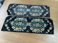 Pair Of Vintage Floral Silk Velvet Table Runners, Made In Belgium, 1900s