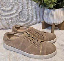 Vionic Jean Suede Sneakers Beige Tan Slip On Stretch Comfort Shoes Womens Sz 6.5