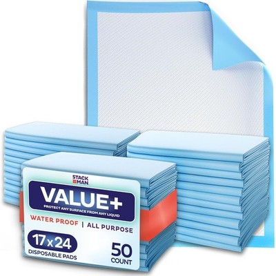 Chucks Pads Disposable [50-Pack] Underpads 17''x 24'' - Pee Pads for Dog, Puppy - 