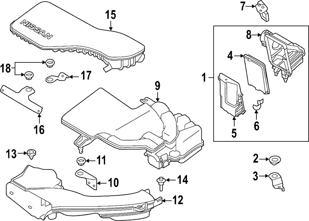 Soporte de ducto de entrada de aire para Nissan Rogue Sport 2017-2019 (N/P 16588-DF40A)