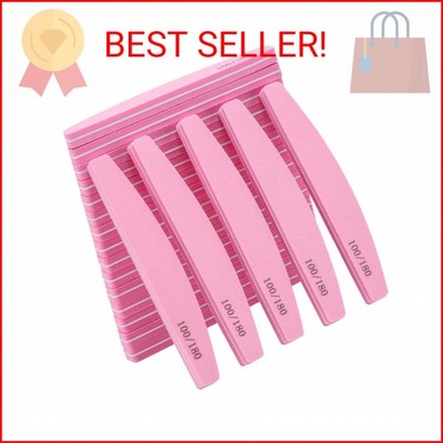 20 Pack Nail Buffers 100/180 Grit Double Sided Nail Sanding Block File Pink