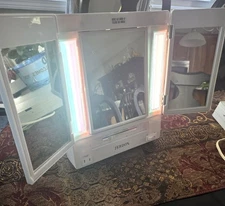 Jerdon  Tri-Fold Two Sided Lighted 5x Magnifying Makeup Mirror - White