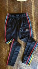 ADIDAS ORIGINALS ADICOLOR TREFOIL SWEATPANTS BLACK/MULTI COLOR WOMENS SMALL