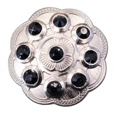 C-TY32 Set Of 32 Western Screw Back Concho Black Crystal Floral Bling Cowgirl