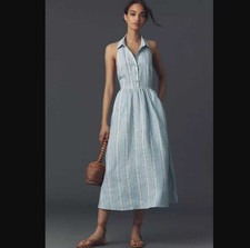 New 6 Reformation from Anthropologie Tace linen midi shirt backless halter dress
