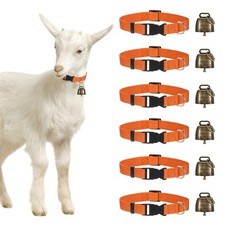 6-Pack Goat Collars with Bells, 13.8"-20.5" Polyester Orange 