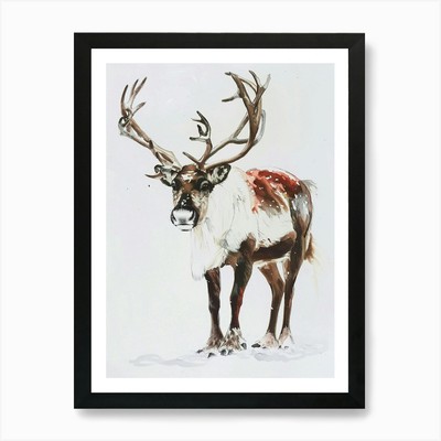 Reindeer Pastel Watercolour 1 Art P Framed Wall Art Poster Canvas Print Picture