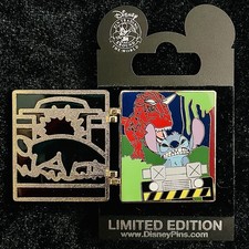 Cast LE 1000 Stitch Dinosaur Dino Ride Stained Glass DinoRama Hinged Disney Pin