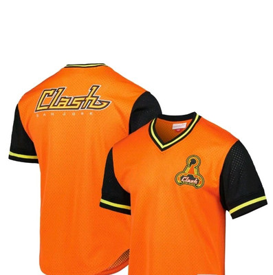 Men's Mitchell & Ness Orange San Jose Earthquakes Clash Mesh V-Neck T-Shirt