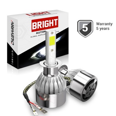 2X H1 LED Headlight High Low Beam Bulb Kit 5000LM 6000K White Error Free