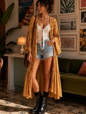Free People Good Vibes Embroidered Kimono