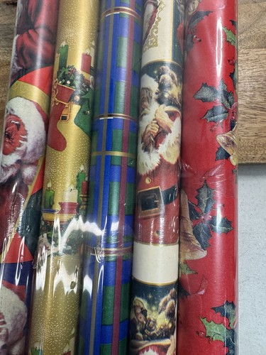 KMART CLEO PAPIER D'EMBALLAGE CADEAU DE VACANCES 5 ROULEAUX 180 PIEDS CARRÉS NOS Noël Vintage - Photo 2/10
