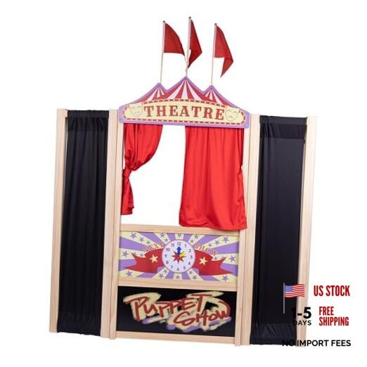 Puppet Theater, Wooden Puppet Theater,Large Size 44 Inch X 45 Inch,Can