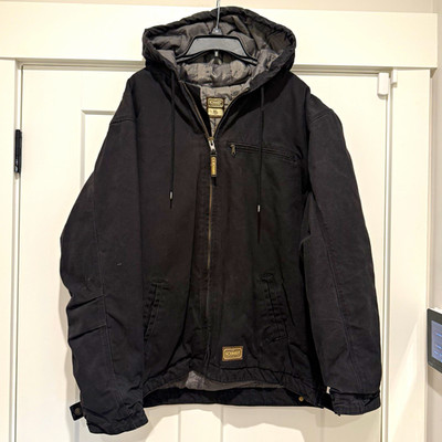 C.E. Schmidt Mens Black Hooded Full Zip Insulated Lined Work Jacket XL Tall