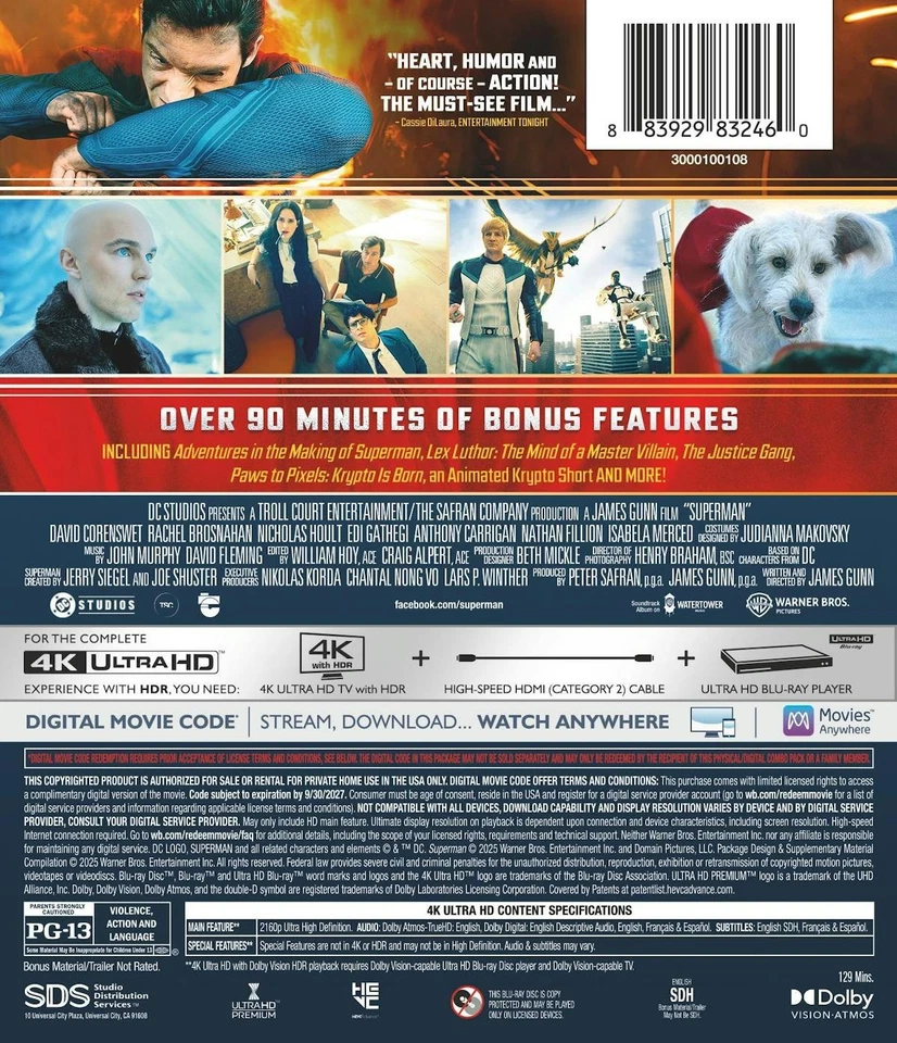 Superman 2025 4K UHD Blu-ray  NEW - Image 4 of 4