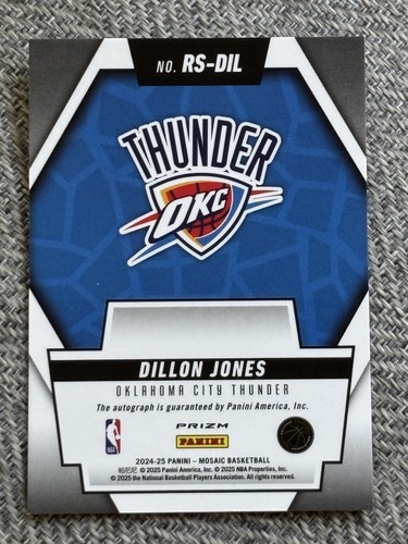 2024-25 Mosaic Dillon Jones AUTO Thunder Rookie Signatures Mosaic RC #RS-DIL - Picture 2 of 2