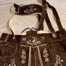 Bavaria Trachten Lederhosen Pants Mens 52 Suede Embroidered Oktoberfest German