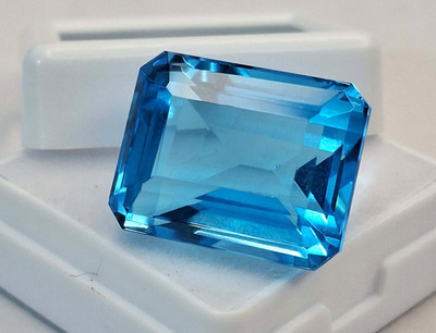 Topaz Blue Natural Emerald Cut 20-22 Ct Brazil Loose Certified Gemstone RK618