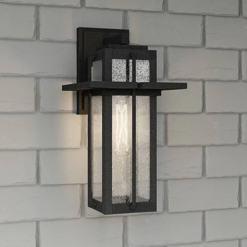 Quoizel Randall 13" High Mottled Black Outdoor Wall Light - Picture 1 of 6