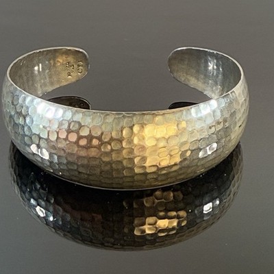 Vintage Taxco mexikanisches Sterlingsilber Armreif Armband CTI markiert gehämmert Textur