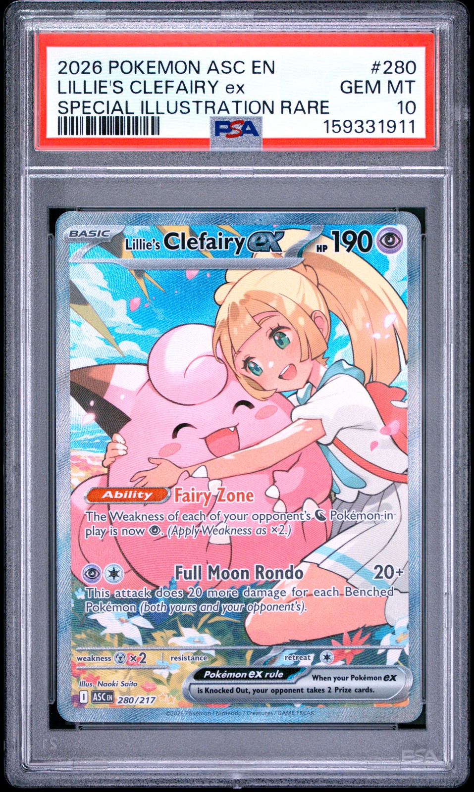 2026 POKEMON ASC EN-ASCENDED HEROES #280 LILLIE'S CLEFAIRY EX PSA 10
