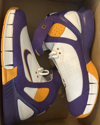 Nike Air Zoom Huarache 2K5 Lakers White Purple Gold Basketball Shoes 310850-151