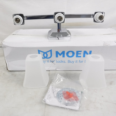 Moen Voss 3 Light Dual Mount Bathroom Vanity Chrome w/Frosted Glass SEE DESC