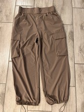 JoyLab Women's Cinch Hem Woven Cargo Pants High Rise Casual Fit M Brown