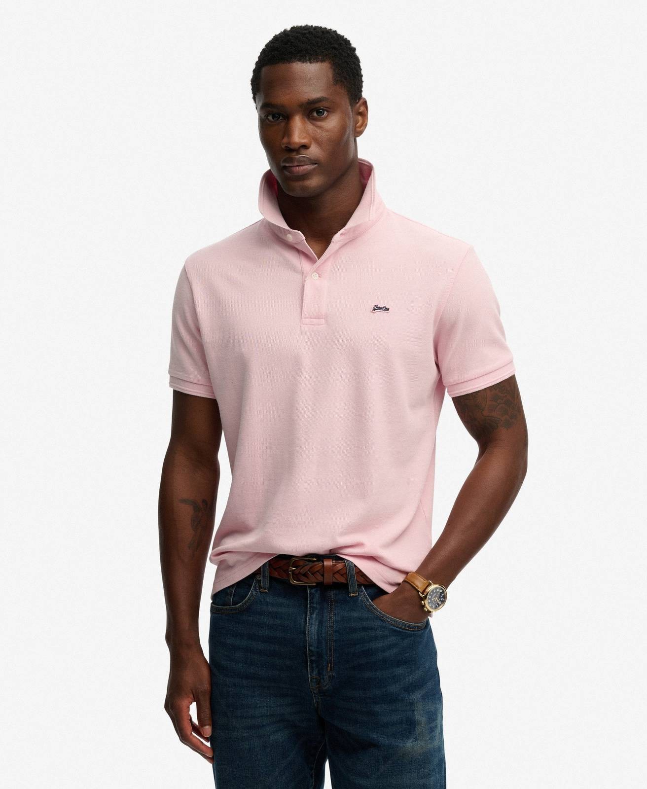 Superdry Poloshirt Piquet Classic Rosa - Gre M Herrenbekleidung Poloshirt 12590₽