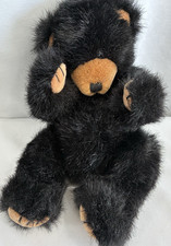 Russ Blacky Beanie Plush Black Grizzly Bear 9" Sitting Laying