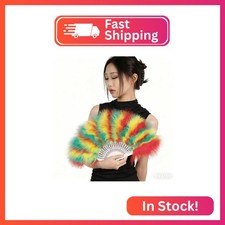 25 Ribs' Big Marabou Feather Hand Fan 52cm, 20.4" Folding Flapper Hand Held Fan