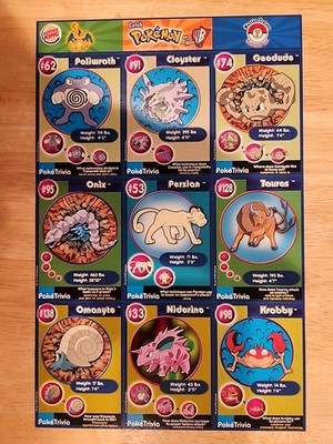 1999 Burger King PokeTrivia Pokemon Cards UNCUT SHEETS (NM) Sheet 7 | eBay